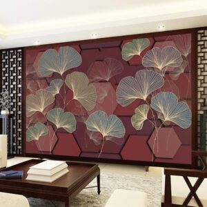 rad flowers Gingko Leaves Japanese Wallpaper, Pre-pasted and Traditional Wallpaper, Renter friendly Wall Decor, Leaves Wall Art