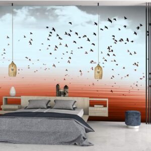 3D wallpaper blues&pink tonA