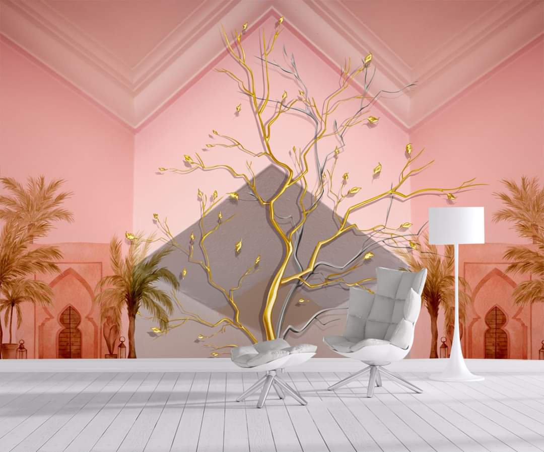 FB_IMG_1726327962596 3D pink background golden tree wallpapwallpapers