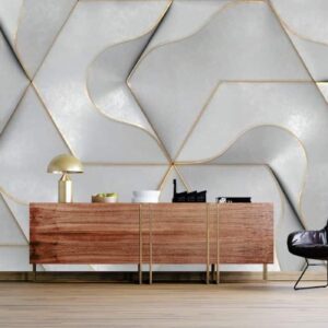 3D White and Gold Wallpaper for Living Room  23456