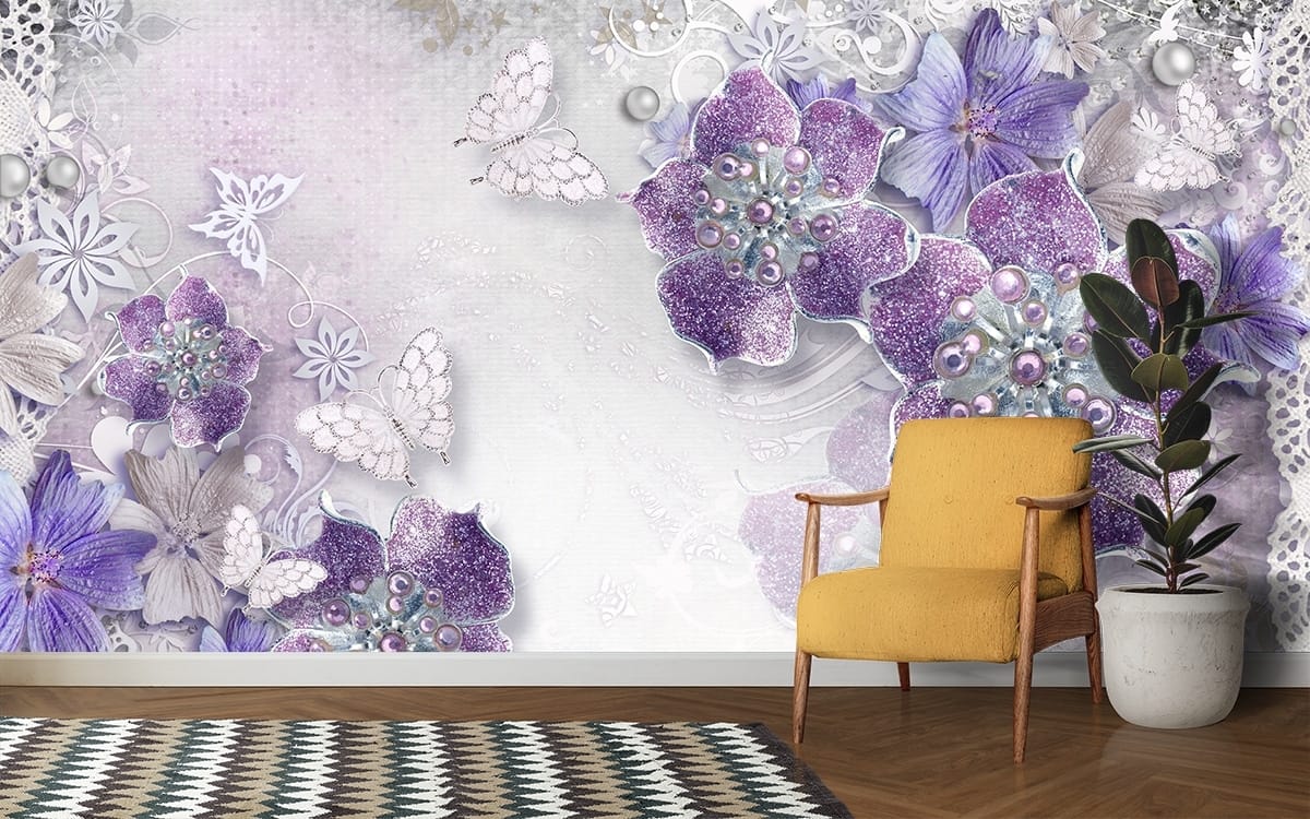 A purple flowers and butterflies