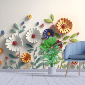 Multi Coloured 3d Flowers wallpaper