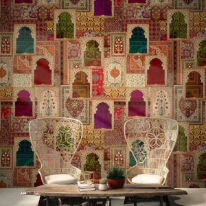 Patchwork Wallpaper for Wall, Rajasthani Wall Mural