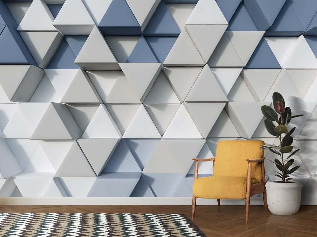 White and Blue Triangles, 3d Wallpaper