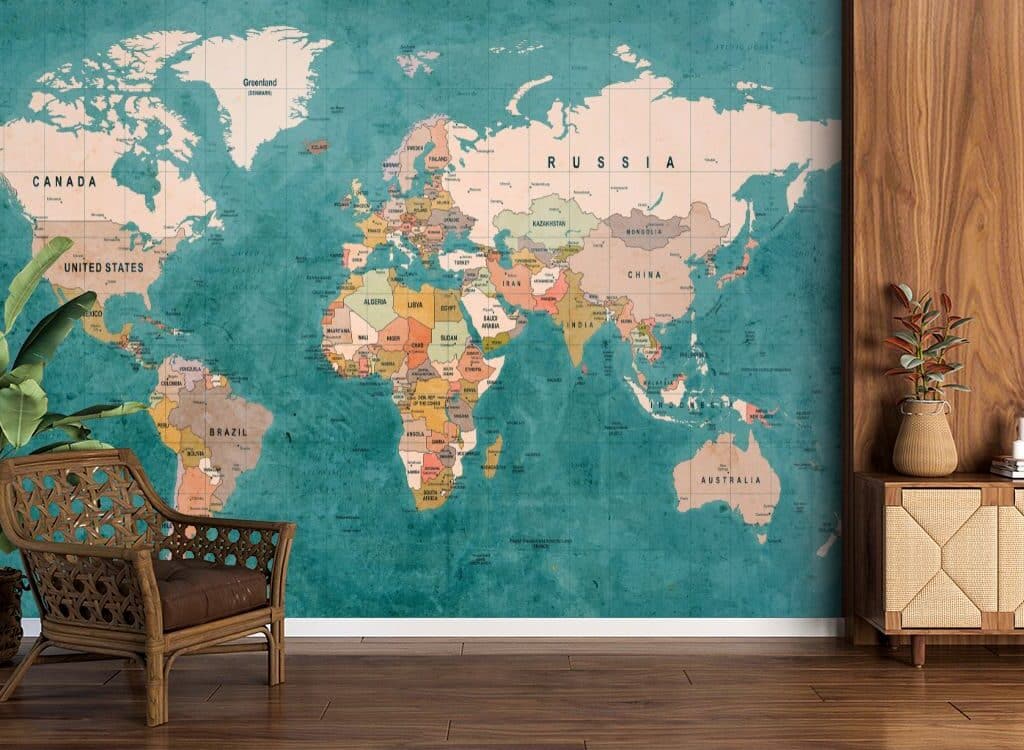 World Map Wallpaper for Home, Office, Kids Room