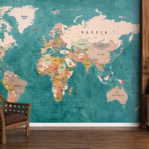 World Map Wallpaper for Home, Office, Kids Room