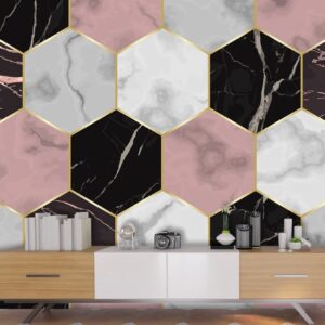A pattern of hexagons with gold lines