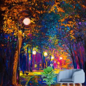 A street light in a park