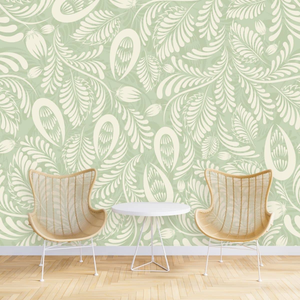 Green-Folk-Style-Wallpaper-for-Walls
