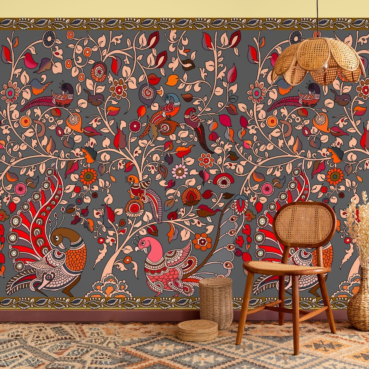 Majestic-Kalamkari-Plumes-Wallpaper-M