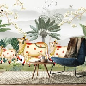 Pichwai Wallpaper for Lobby and Temple Walls,