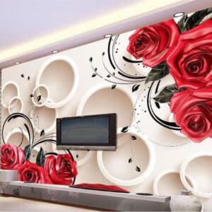 3D Red Rose Reliefs Home Decoration Living Room Bedroom Sofa Background wallpaper