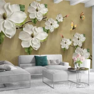 3D-wallpaper embossed floral butterfly TV background walls home decoration living room bedroom wallpaper