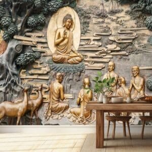 3D matlic desine budha wallpaper