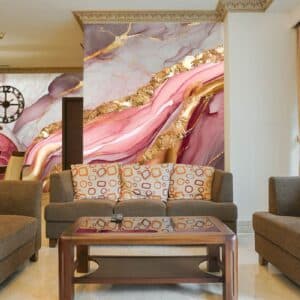 Pink Gold Marble 3D Wallpaper Mural