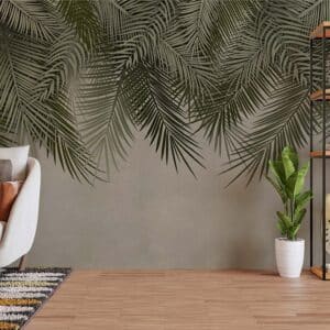 Serene Hanging Palm Leaves 3D Wallpaper Mural