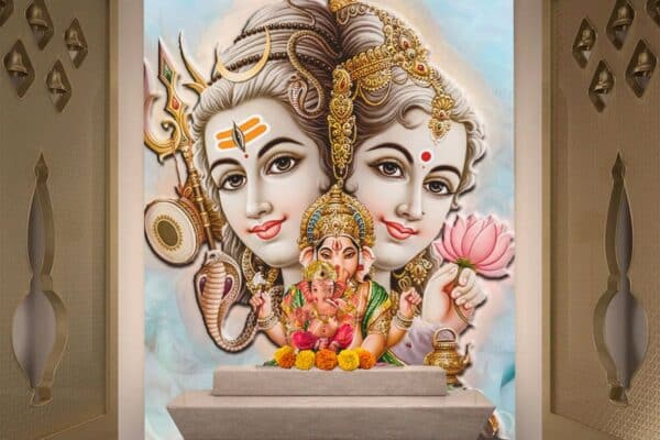 Shiv-Parvati-and-Ganesha-Wallpaper-for-Home-Walls