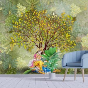 Yugal Chhavi Serene Radha Krishna Wallpaper Mural