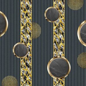 Abstract 3D wallpaper art golden decorative-black marble lines dark