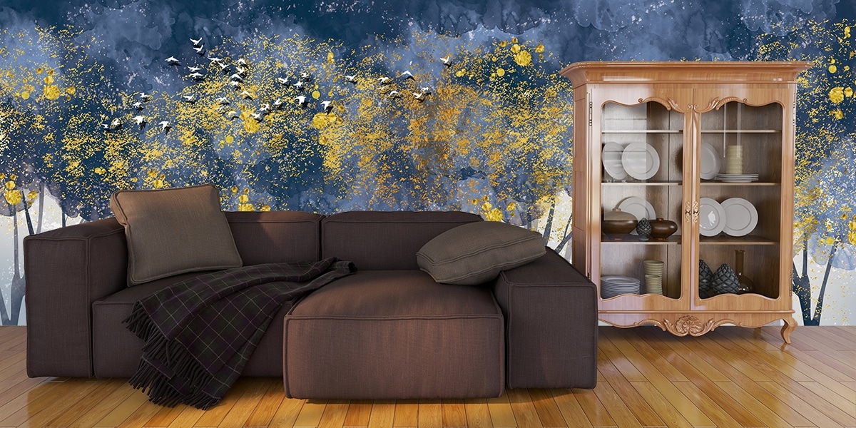 A painting of a deer in a forest 1