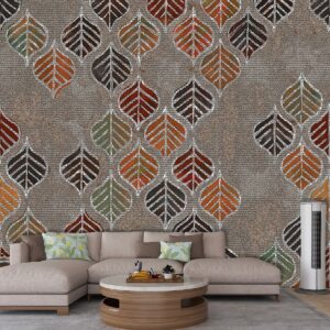 A pattern of leaves on a fabric