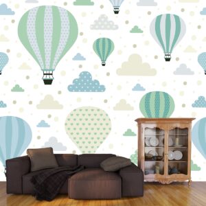 Kids Room Wallpaper  A pattern of hot air balloons and cloud