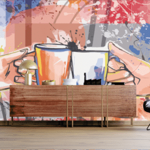 Tea and Coffepart Graffiti Wall Art Wallpaper for Wall