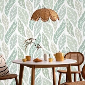 Seamless Green Leaves Patterns Wallpaper Mural