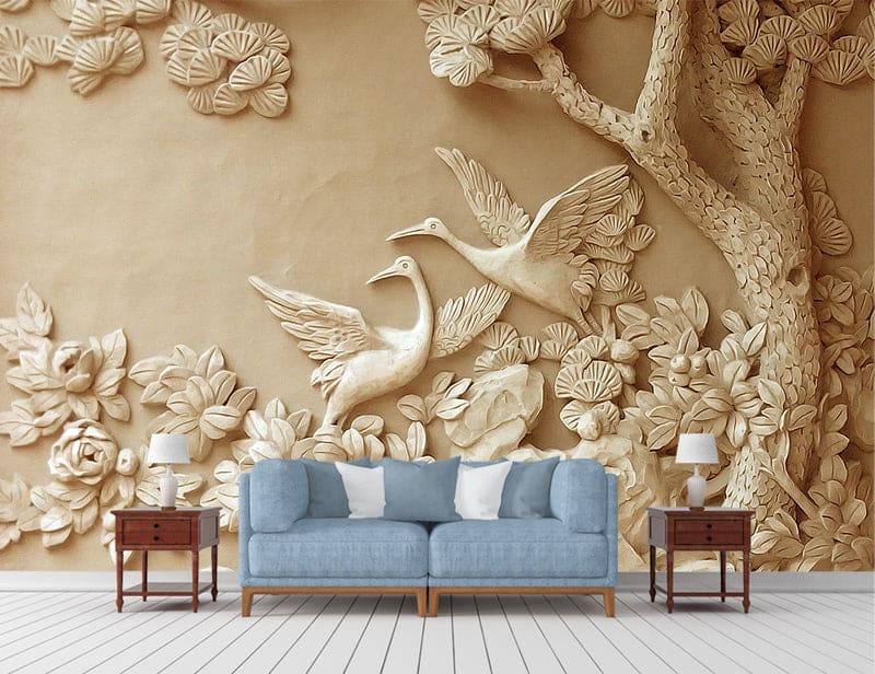 3D Wallpaper Relief Tree Stereo Wall Mural 11