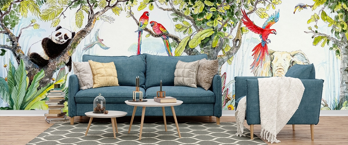 A Painting of Birds on a Tree Branch