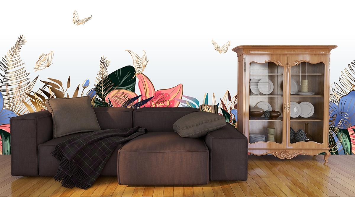 A colorful floral arrangement with butterflies