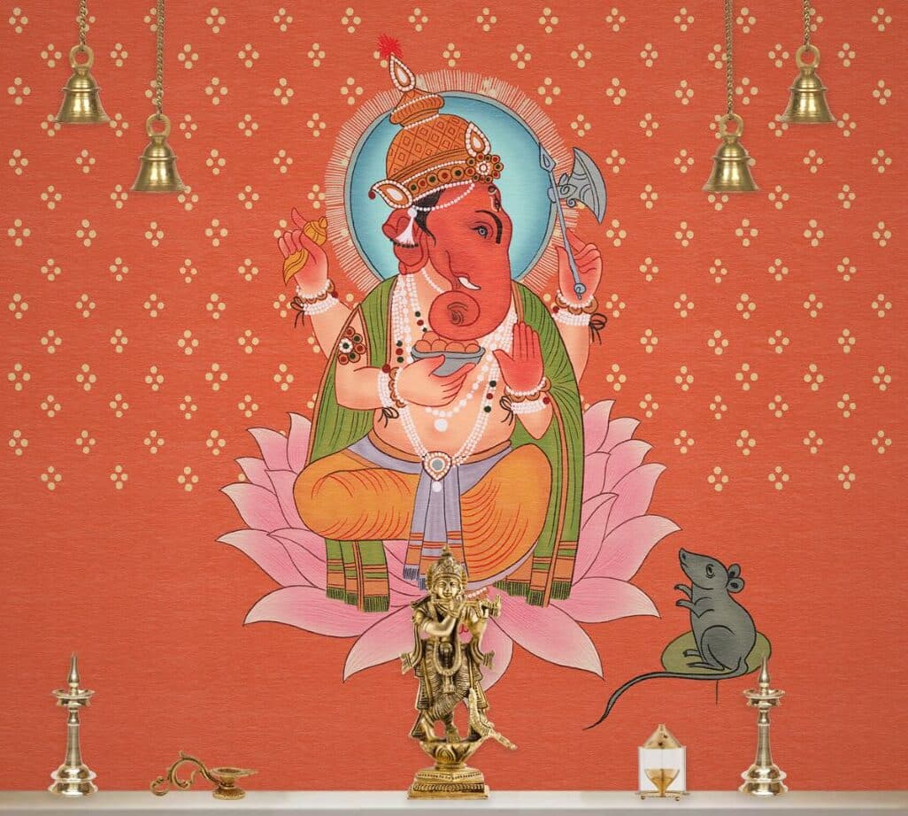 Ganpati-Bappa-With-Mushakraj-Wallpaper-Mural-M