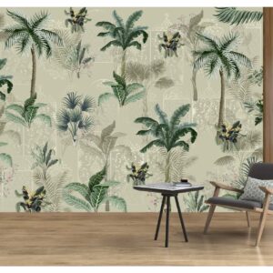 Guest Room Wallpaper, 3D Tropical Leaves